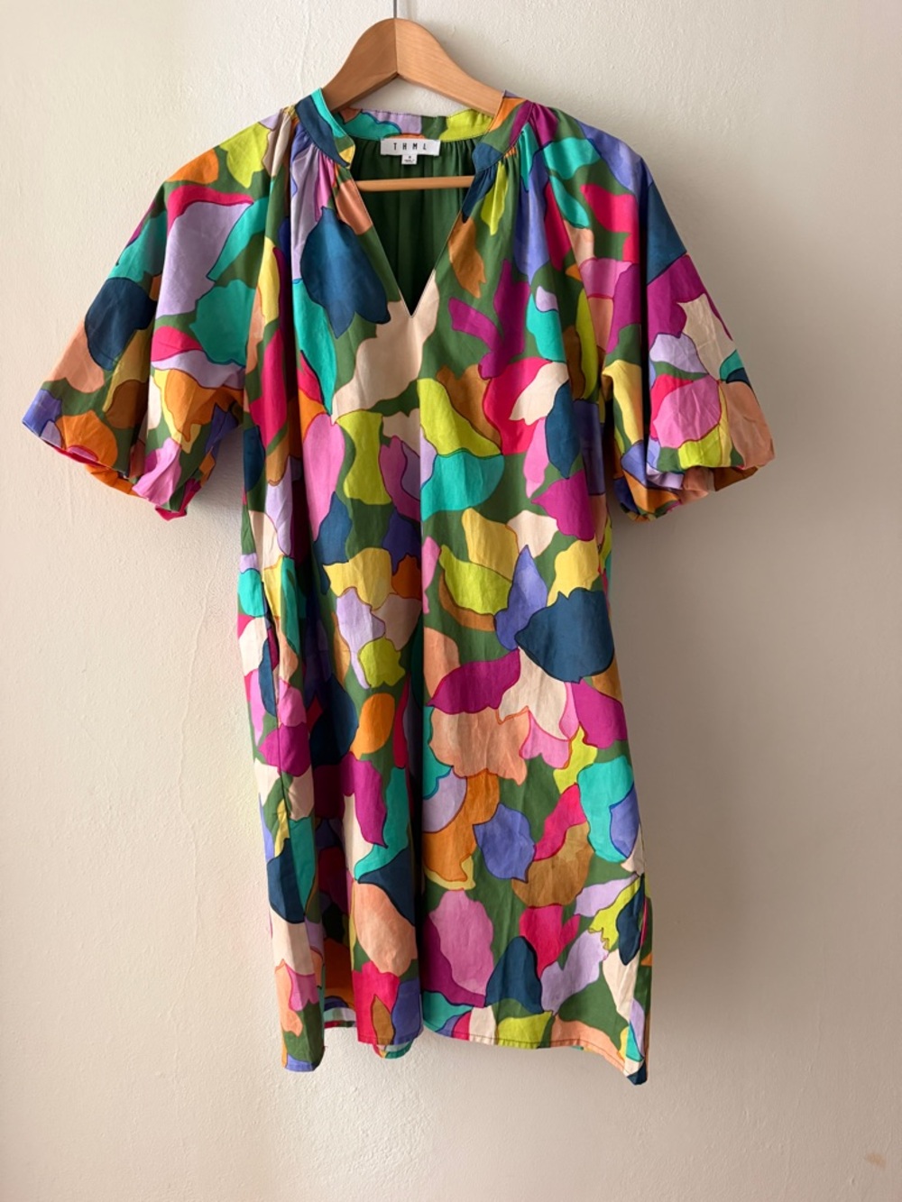 THML Green Multi-Color Abstract Dress